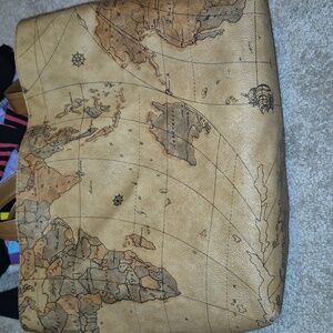 Map Of The World Faux Leather Tote